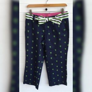 Lilly Pulitzer Palm Tree Crop Pants Ribbon Belt